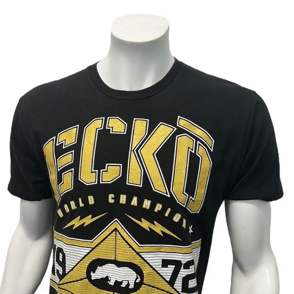 ECKO UNLTD MMA World Champion Raw and Uncut 1972 Black Yellow Rino T-Shirt Large - Picture 7 of 9